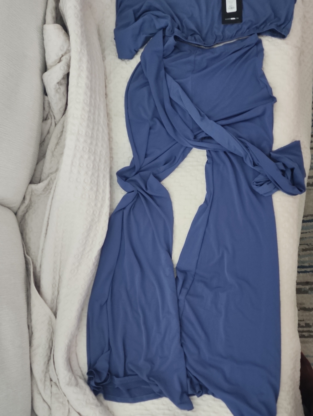 Fashion Nova Blue Wide-Leg Jumpsuit with Waist Tie